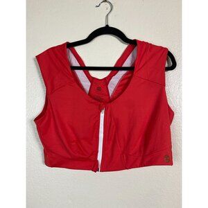 Kinflyte Curve Red Zip Front Bra Plus Size 2XL Eco Jersey Performance Athleisure